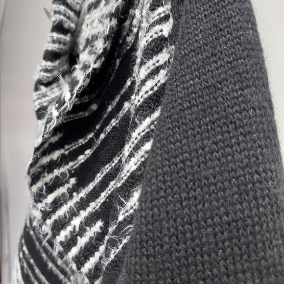 MOU ITALY Black and White Knit Cardigan Wool Mohair Blend Size L - Picture 2 of 10